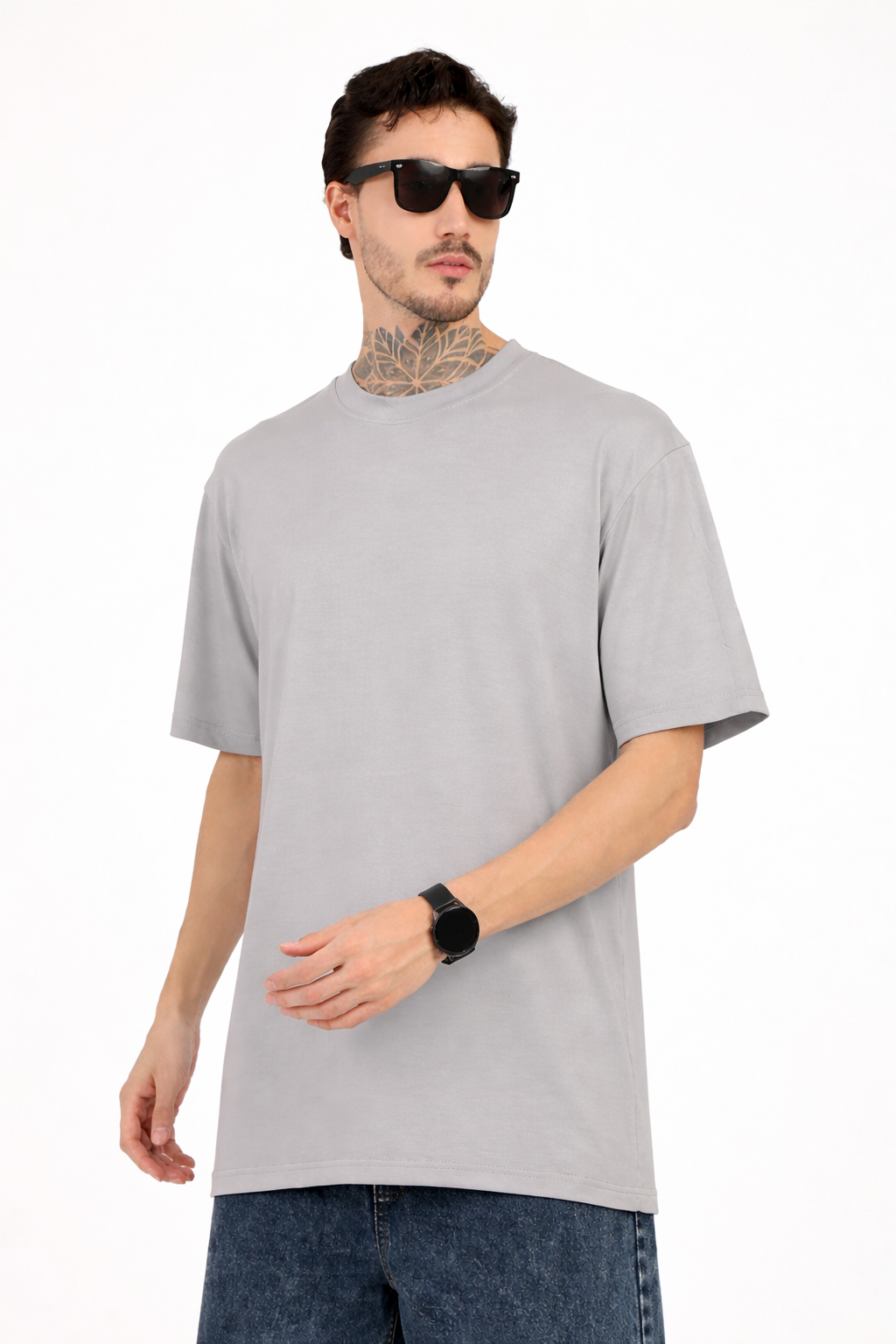 Men Oversized Plain Bamboo T-Shirt – Soft, Breathable & Sustainable | Gray
