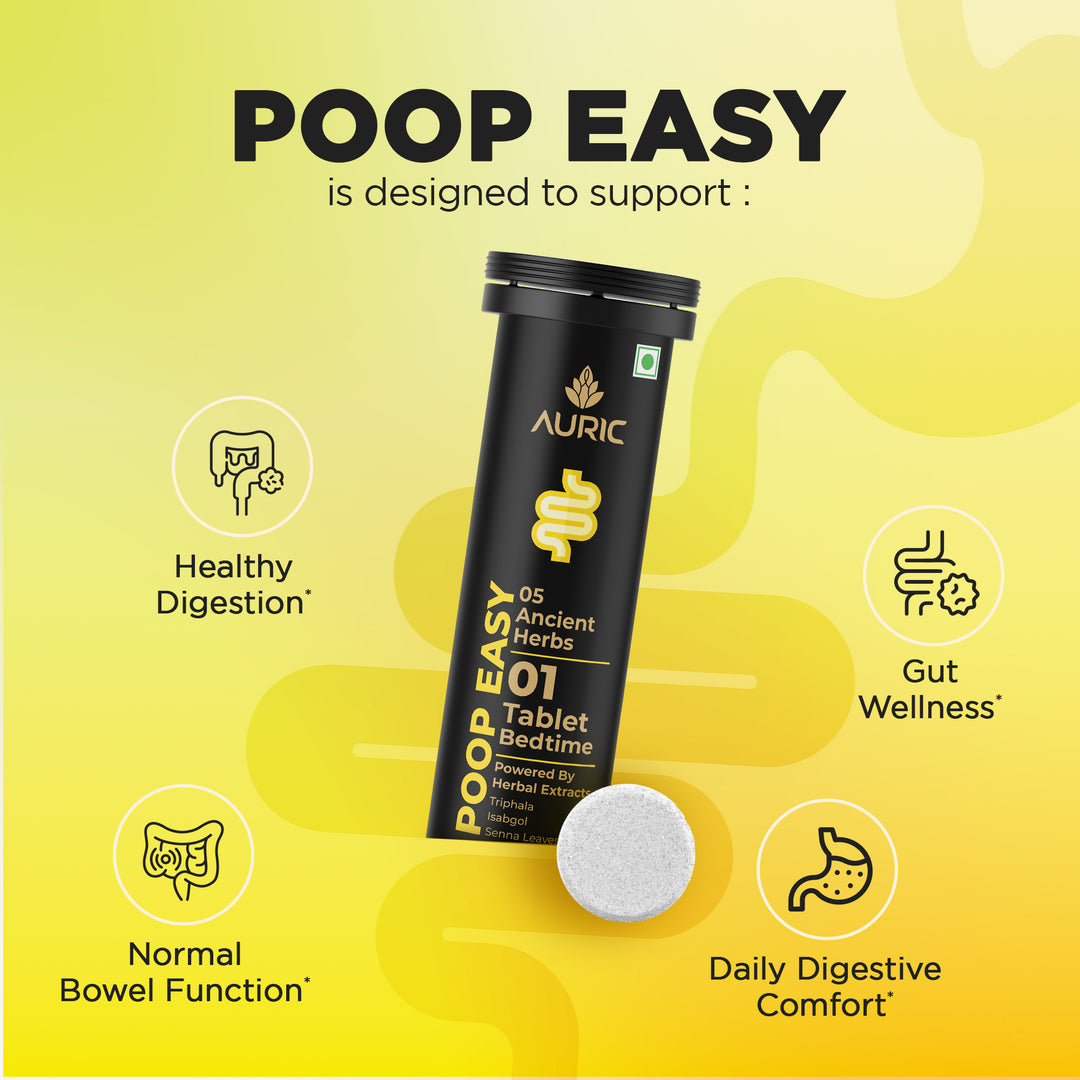 Auric Poop Easy Effervescent Tablet | 20 Tablets Promoted Healthy Gut, Relieve Constipation, Cleanses Colon | An Ayurvedic Pure Natural Laxative | Flush 365