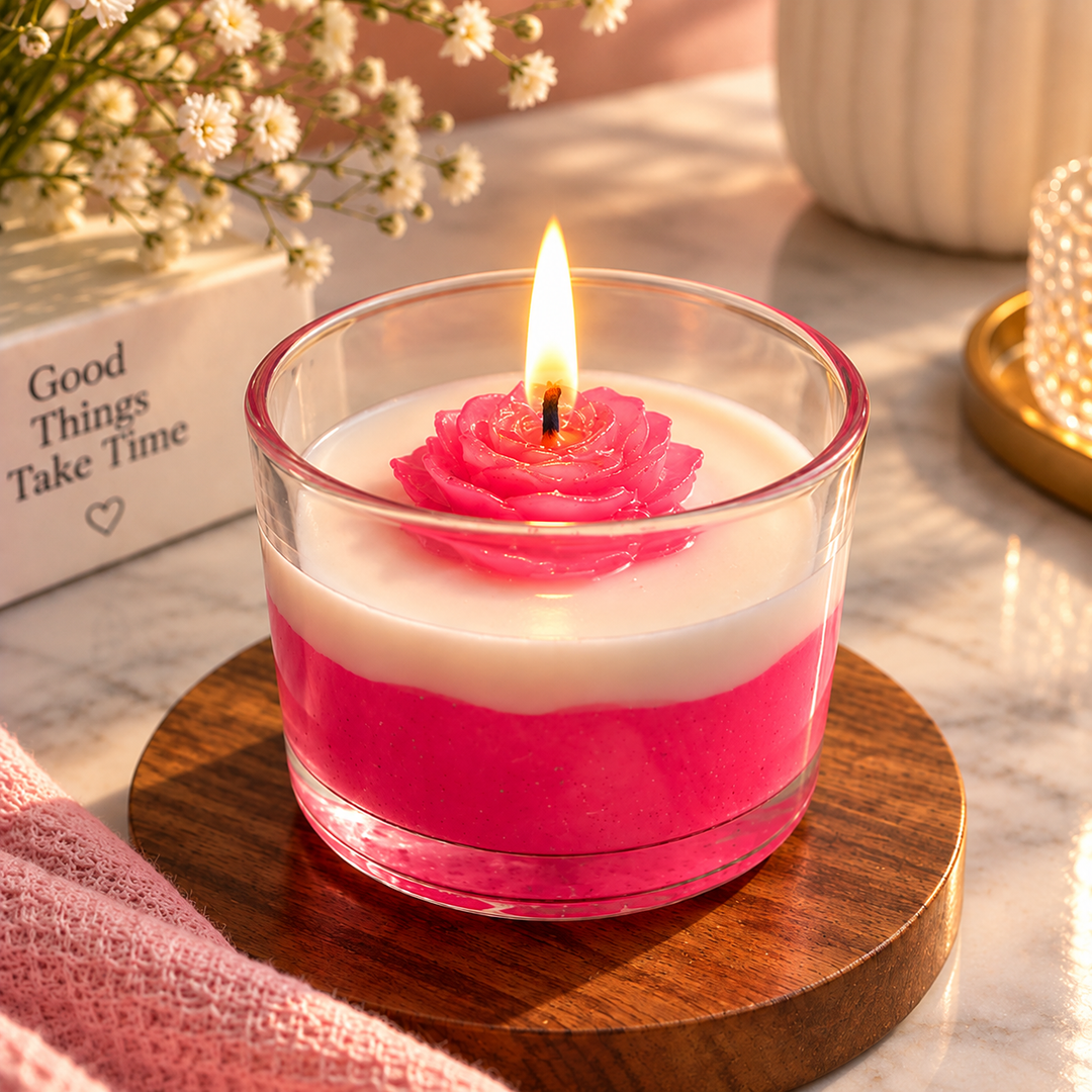 Rose Velours – Layered Pink Rose Scented Candle