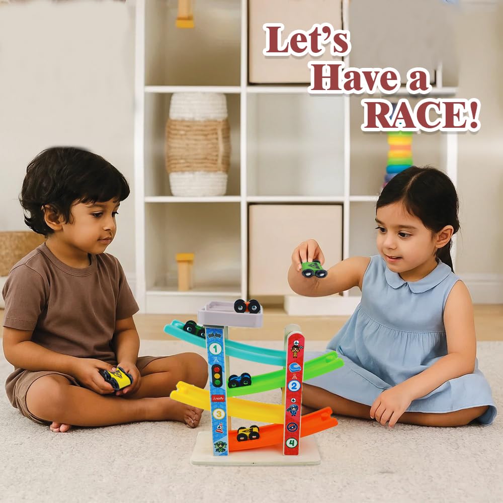 Wudly Wooden Car Ramp Racer