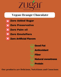 Zugar Vegan Orange Dark Chocolate | 55% Cacao, No Refined Sugar | 45g