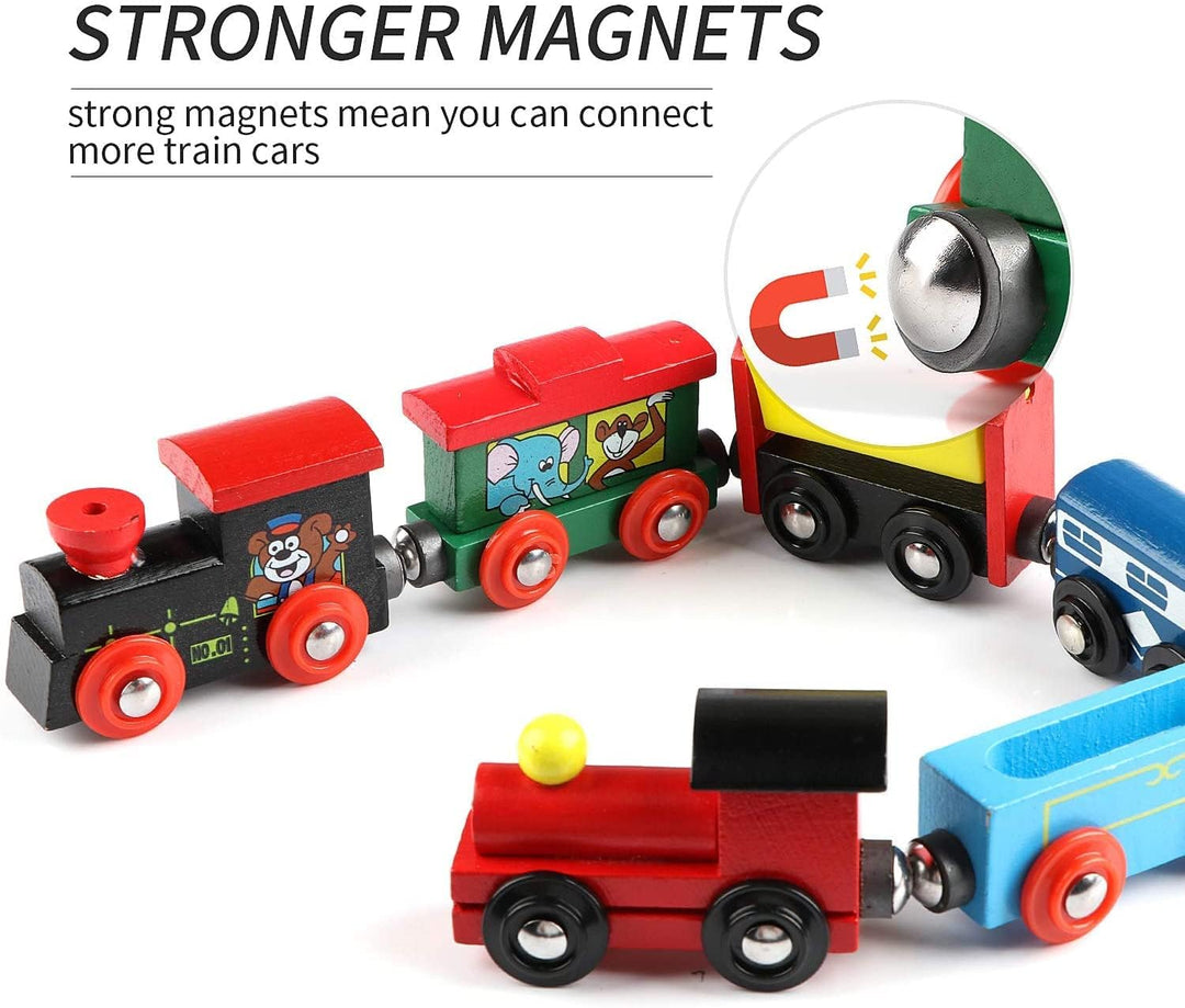 Wudly Wooden Little Magnetic Train Set (1 Random Set)