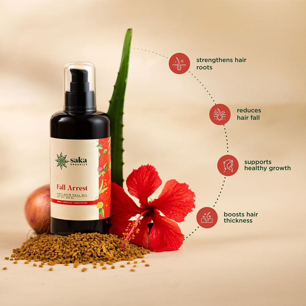 Saka Organics - Fall Arrest | Handmade Anti-Hair Fall Oil | Natural Hair Care for All Hair Types - 200ml