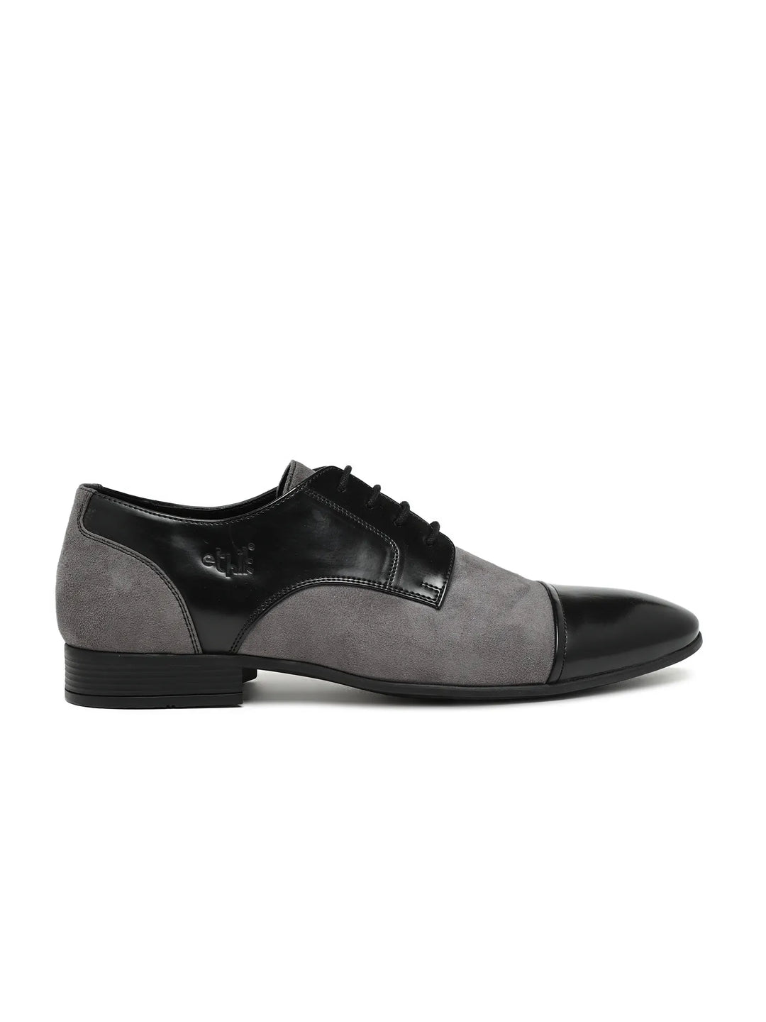 Cap-Toe Black & Grey Derby Shoes