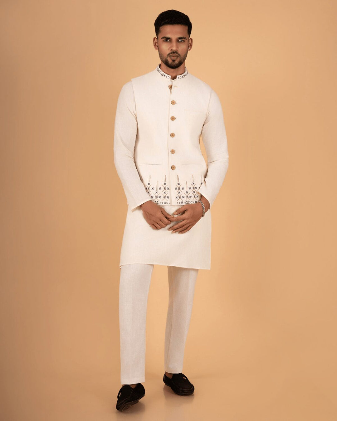 Natural Raw Embroidered Koti