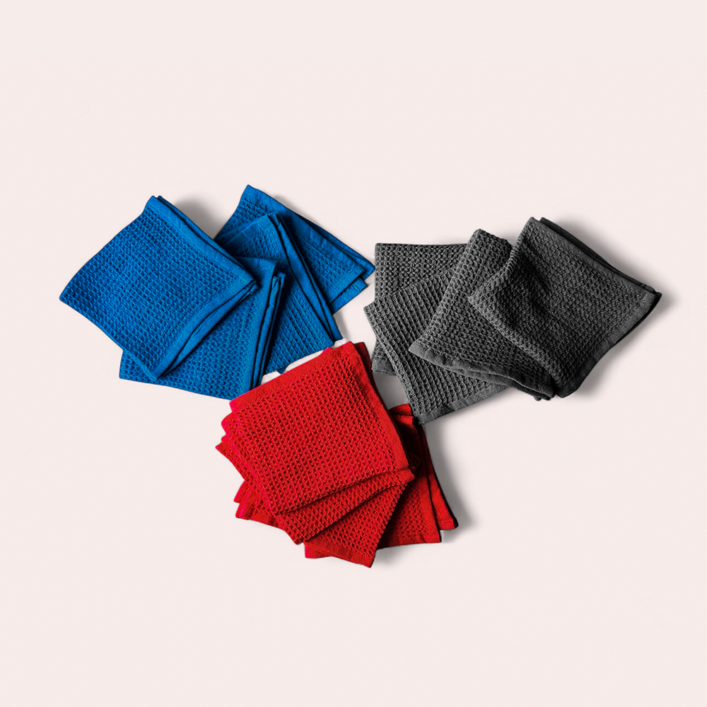 Country Village Waffle Textured Dish Cloth – Multi-Color Pack for Cleaning (Pack of 12)