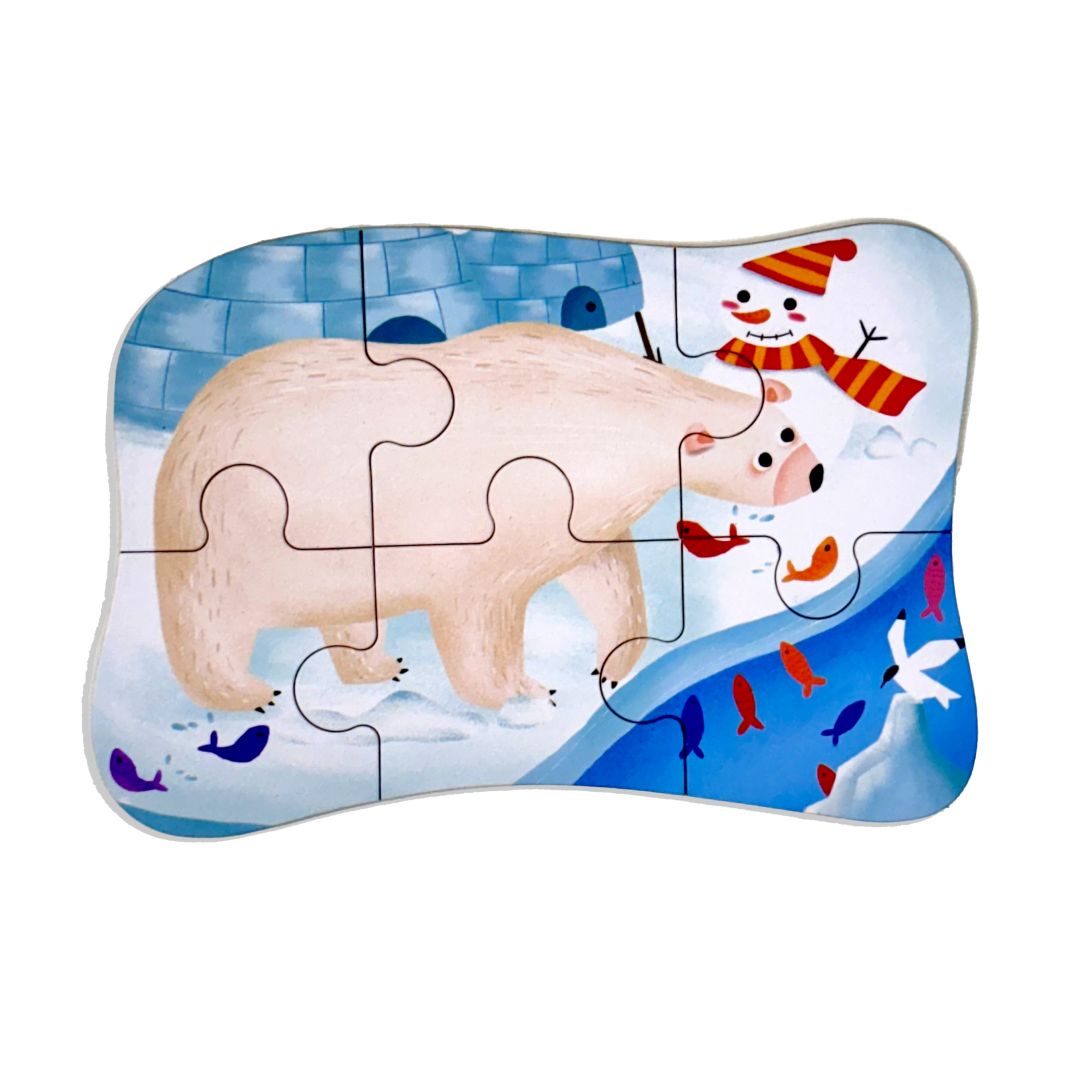 Wudly Wooden Progressive Puzzle Metal Box Polar animal
