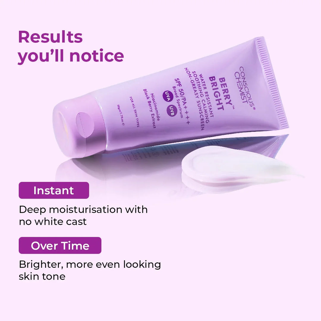 Berry Bright Sunscreen( Pack Of Two ) | SPF 50 PA ++++ & Water Resistant | 2x50 Gms