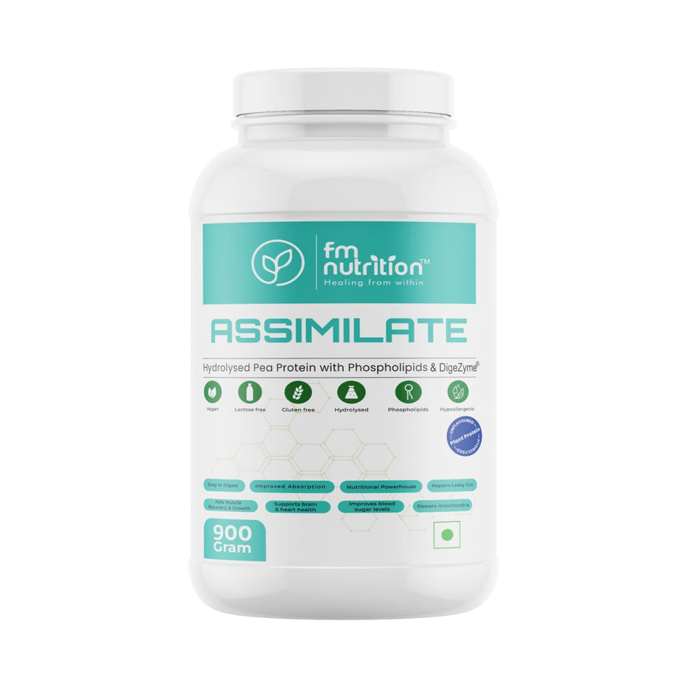 FM Nutrition Assimilate Protein I Hydrolysed Plant protein I Pea Protein with Phospholipids I Leaky gut repair I Suitable for Sensitive stomach I Unflavoured