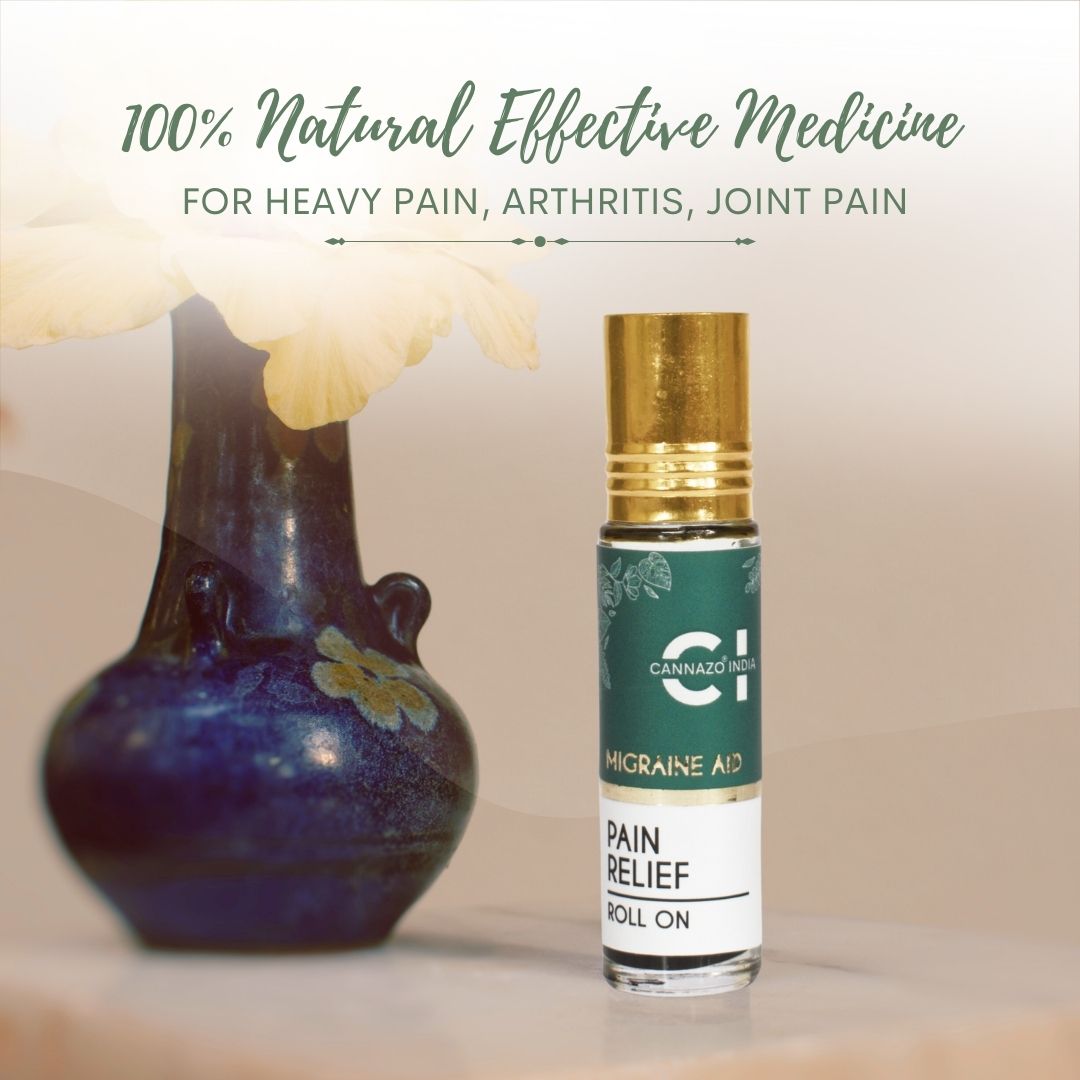 CannazoIndia® Migraine Aid | 10ml - 720mg | Best Ayurvedic Pain Relief Roll-on, For Severely Painful Headaches | Anti-Inflammatory & Analgesic | 100% Natural