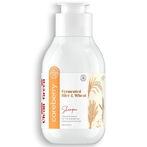 Careberry Fermented Rice & Wheat Volumizing Shampoo | For Thin, Dry Hair | Organic | Sulphate-Free, Vegan | Adds Shine & Strength