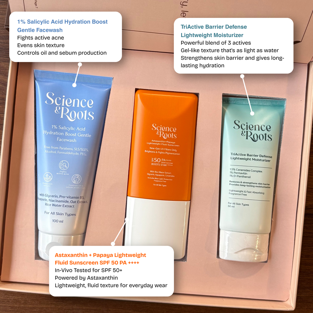 Science & Roots Skincare Handbook - More than a gift box - A complete skincare experience | Suitable for sensitive skin | All skin types - Cleanse, Hydrate & Protect