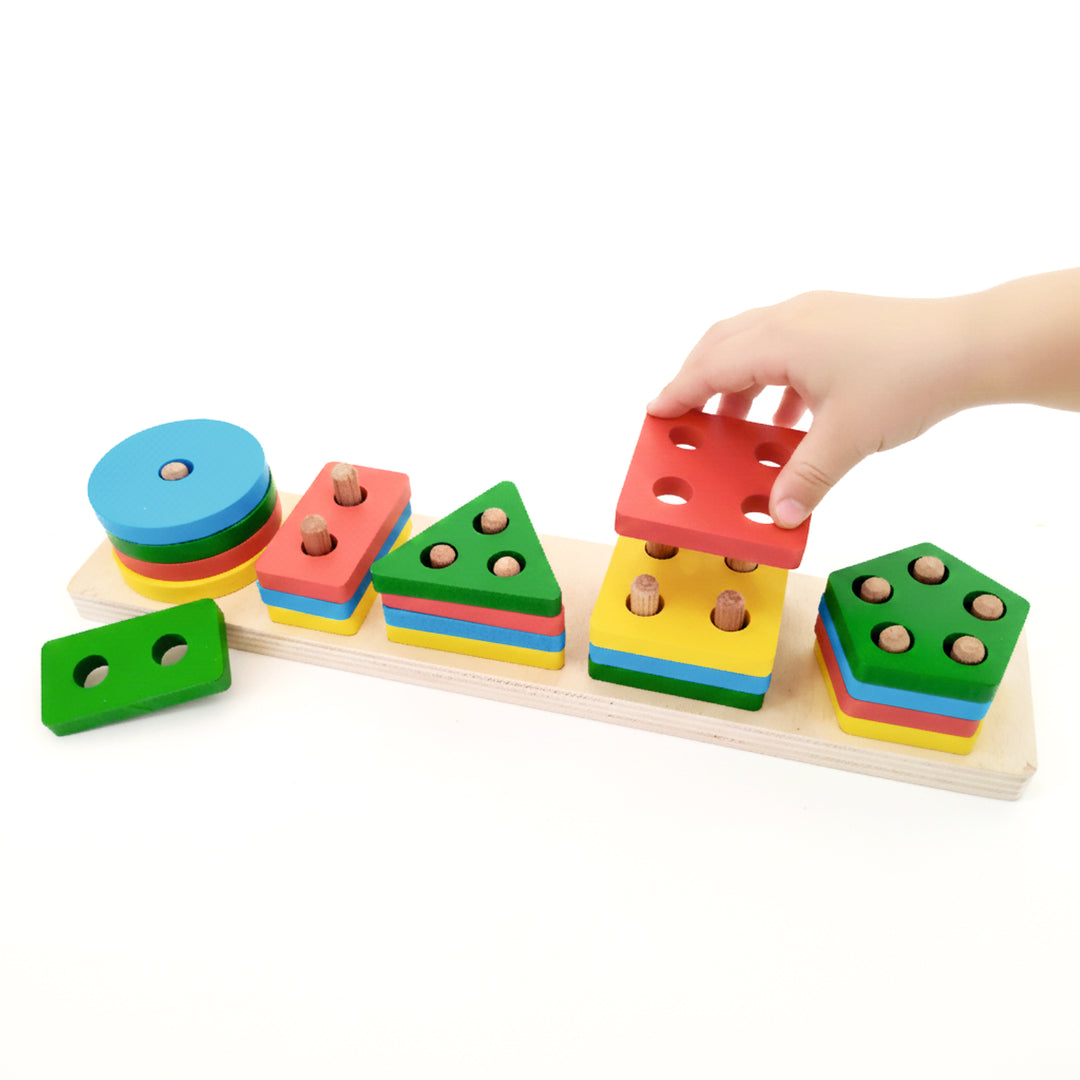 Wudly Wooden Sorting, Stacking & Plugging Toys
