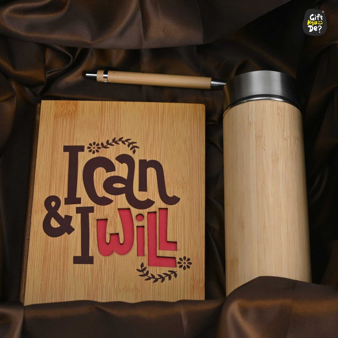 Gift Kya De Diary, Bamboo Bottle and Pen | Eco-Friendly New Year Hamper | Perfect For Corporate Gift
