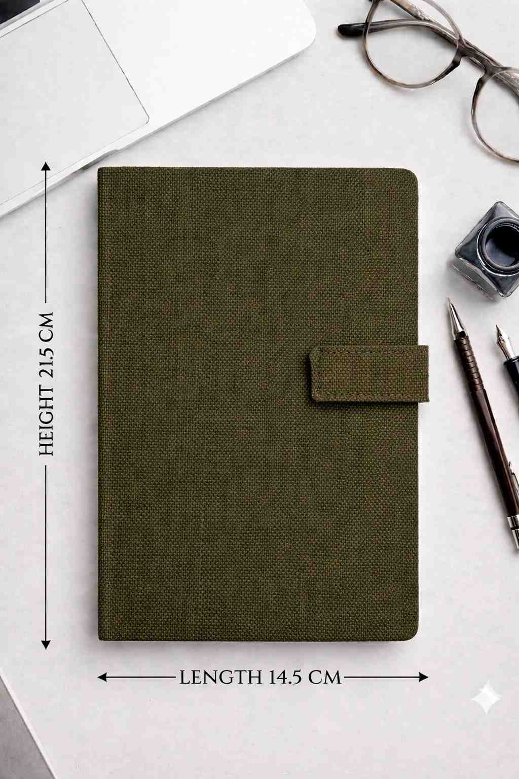 The Label Gaia Eco Journal Hamper: Diary with Button Flap Closure & Pen | Hemp
