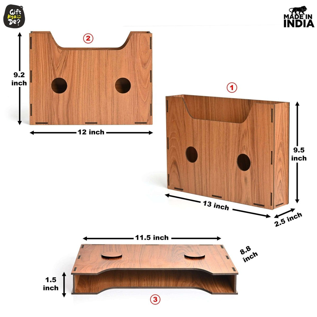 Gift Kya De File Organiser 3 Tier Paper Tray For Office Desk, Horizontal & Vertical Adjustment A4 Documents Organizer