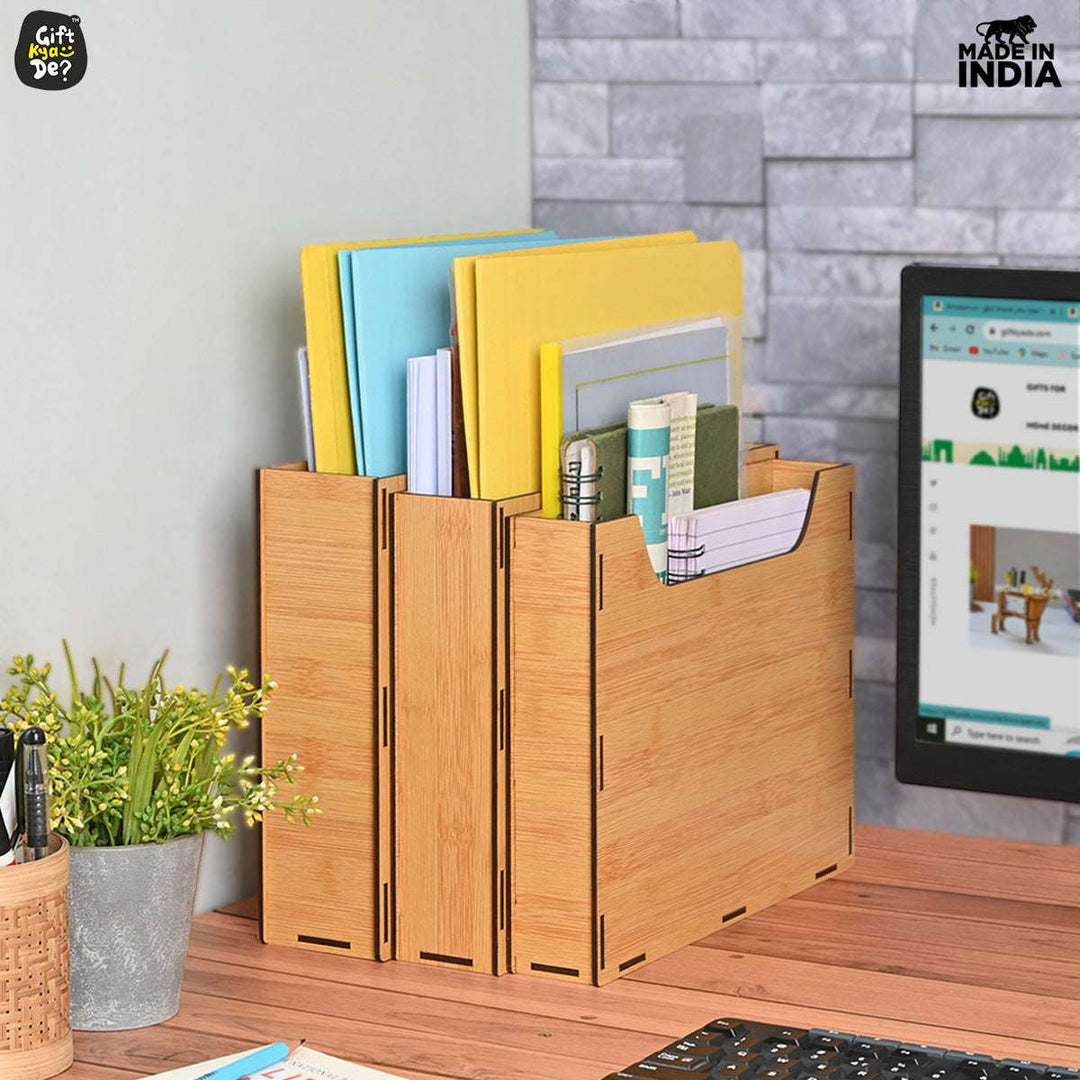 Gift Kya De File Organiser 3 Tier Paper Tray For Office Desk, Horizontal & Vertical Adjustment A4 Documents Organizer