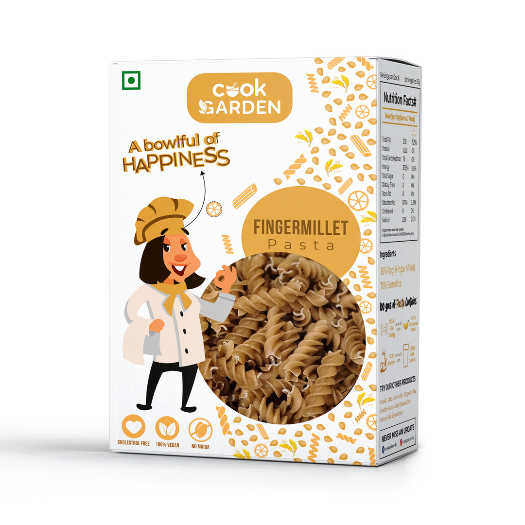CookGarden Finger Millet/Ragi Fusilli Pasta | High Fiber | High Energy & Cholesterol Free 300g
