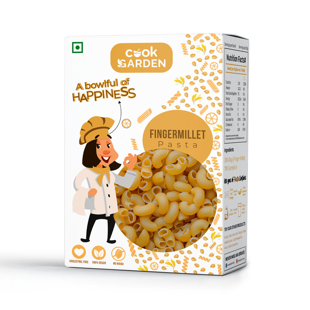 CookGarden Finger Millet/Ragi Macaroni Pasta| Rich in Calcium & Protein | 300g