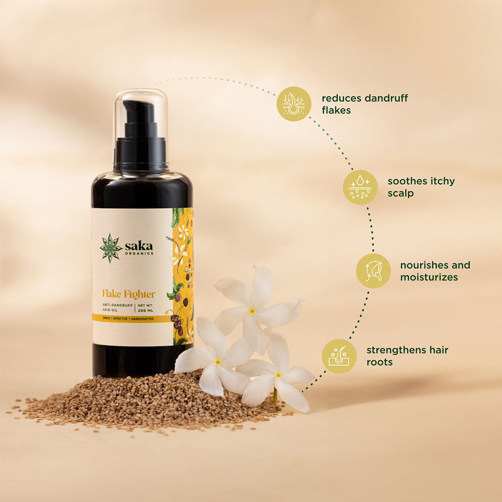 Saka Organics - Flake Fighter | Handmade Anti-Dandruff Hair Oil | Natural Hair Care for All Hair Types - 200ml