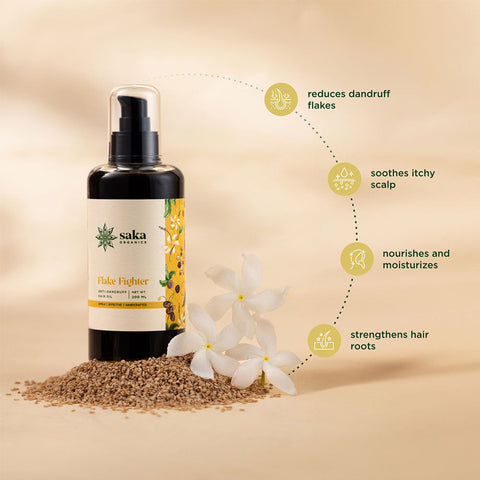 Saka Organics - Flake Fighter | Handmade Anti-Dandruff Hair Oil | Natural Hair Care for All Hair Types - 200ml