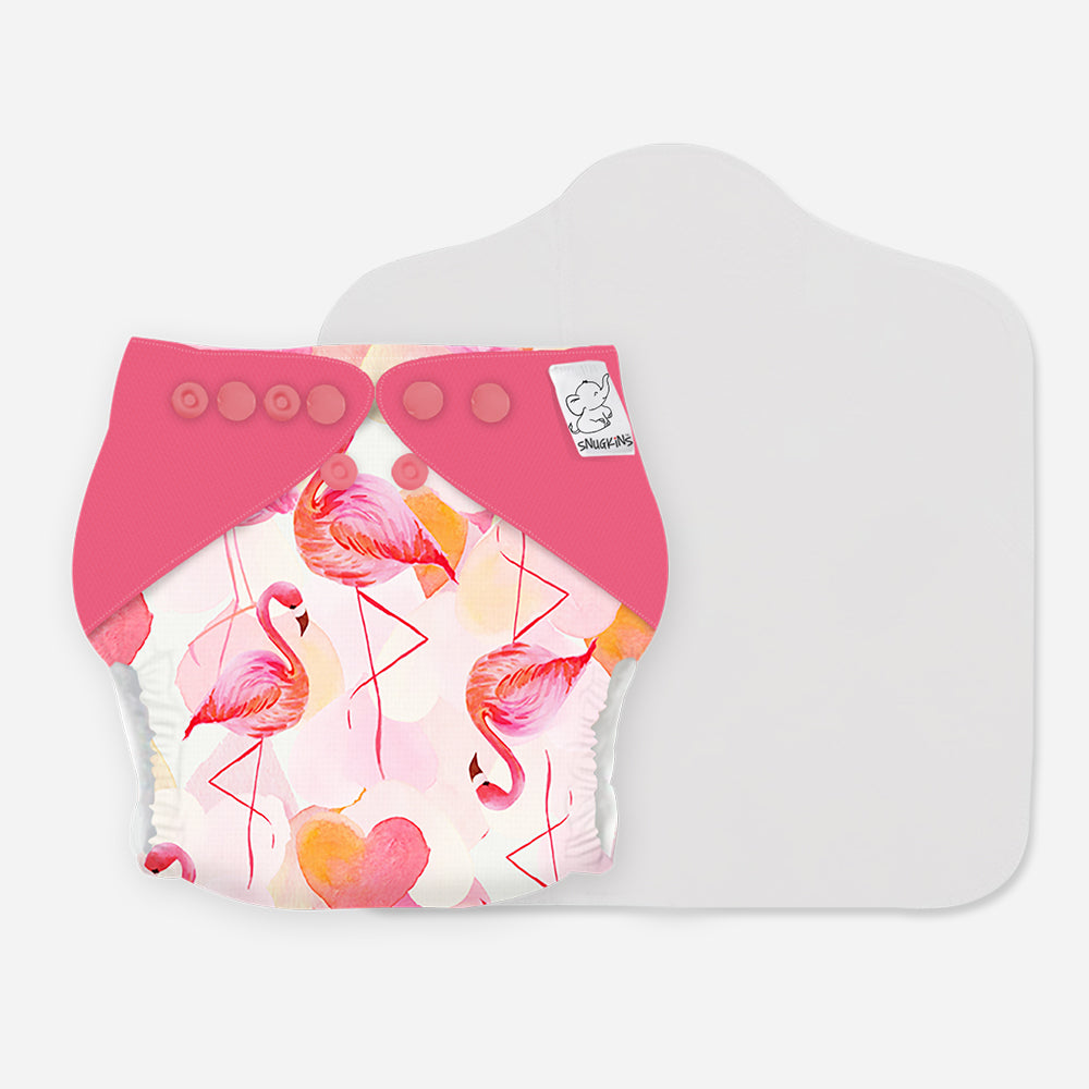 Snugkins 100% Organic Cotton Reusable Cloth Diaper With Prefold Pad for New Born Babies - Pack 1