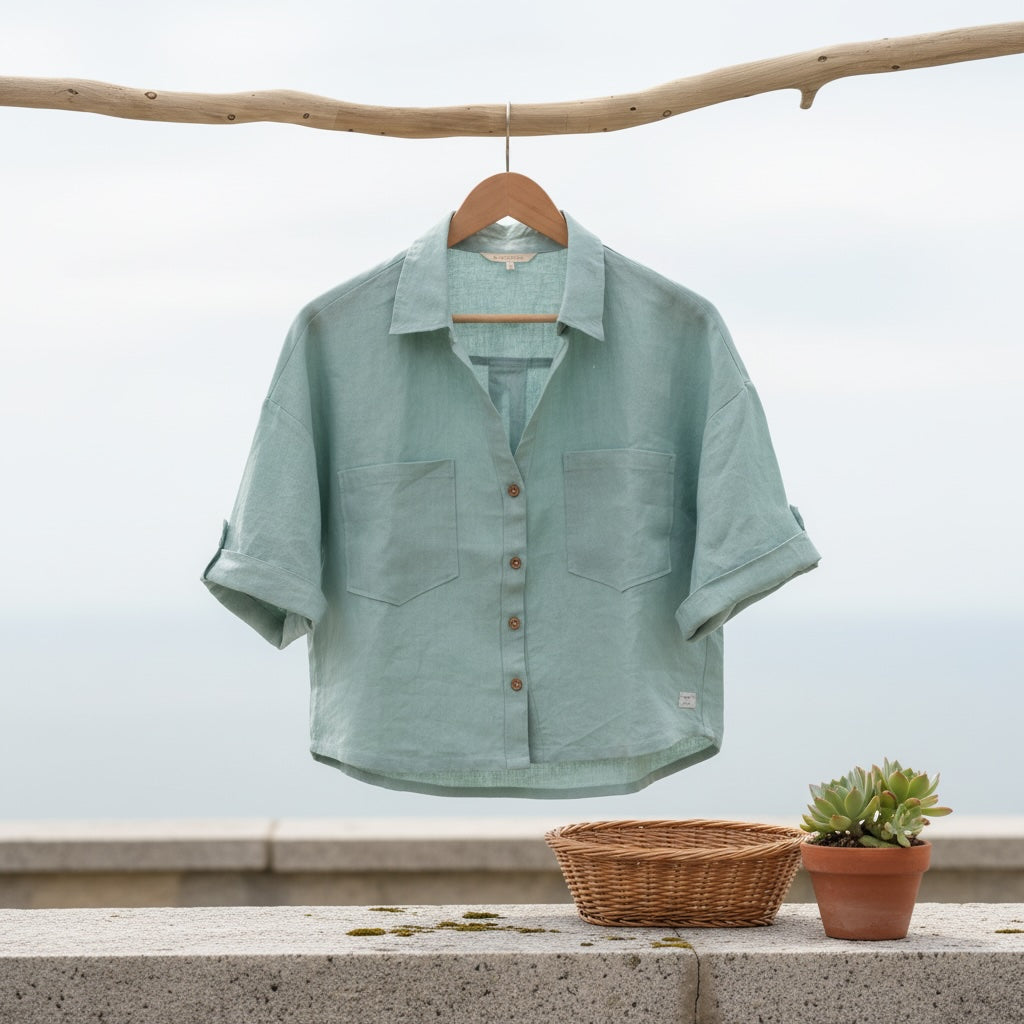 100% Premium Linen Boxy Shirt - Women