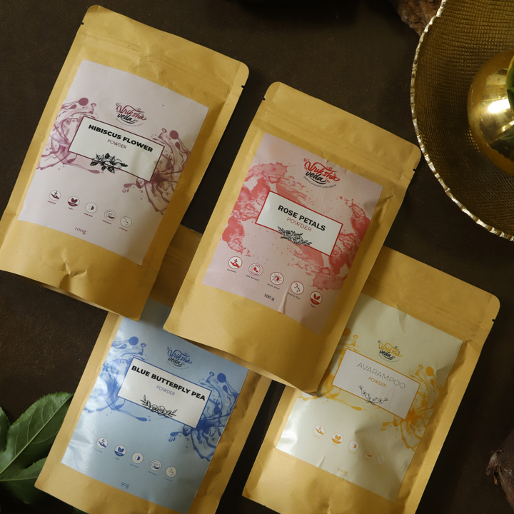 Vriksha Veda Flowers Powder Kit | Skin and Hair care | Pack of 4