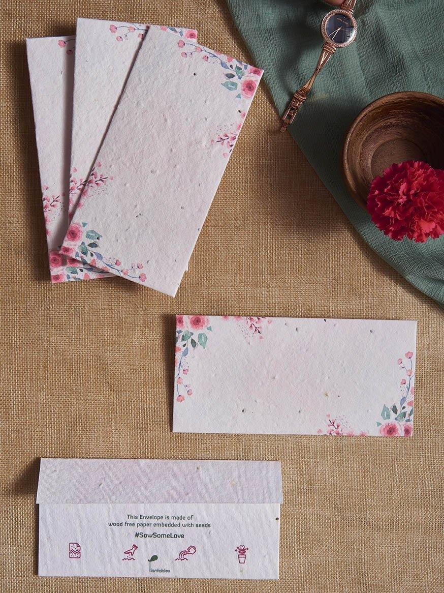 Floral Peaches Seed Paper Gift Envelopes (Set of 5)