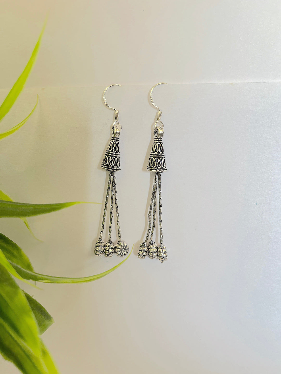 Floral Triple Layer Sterling Silver Oxidised Jhumka - Suspire