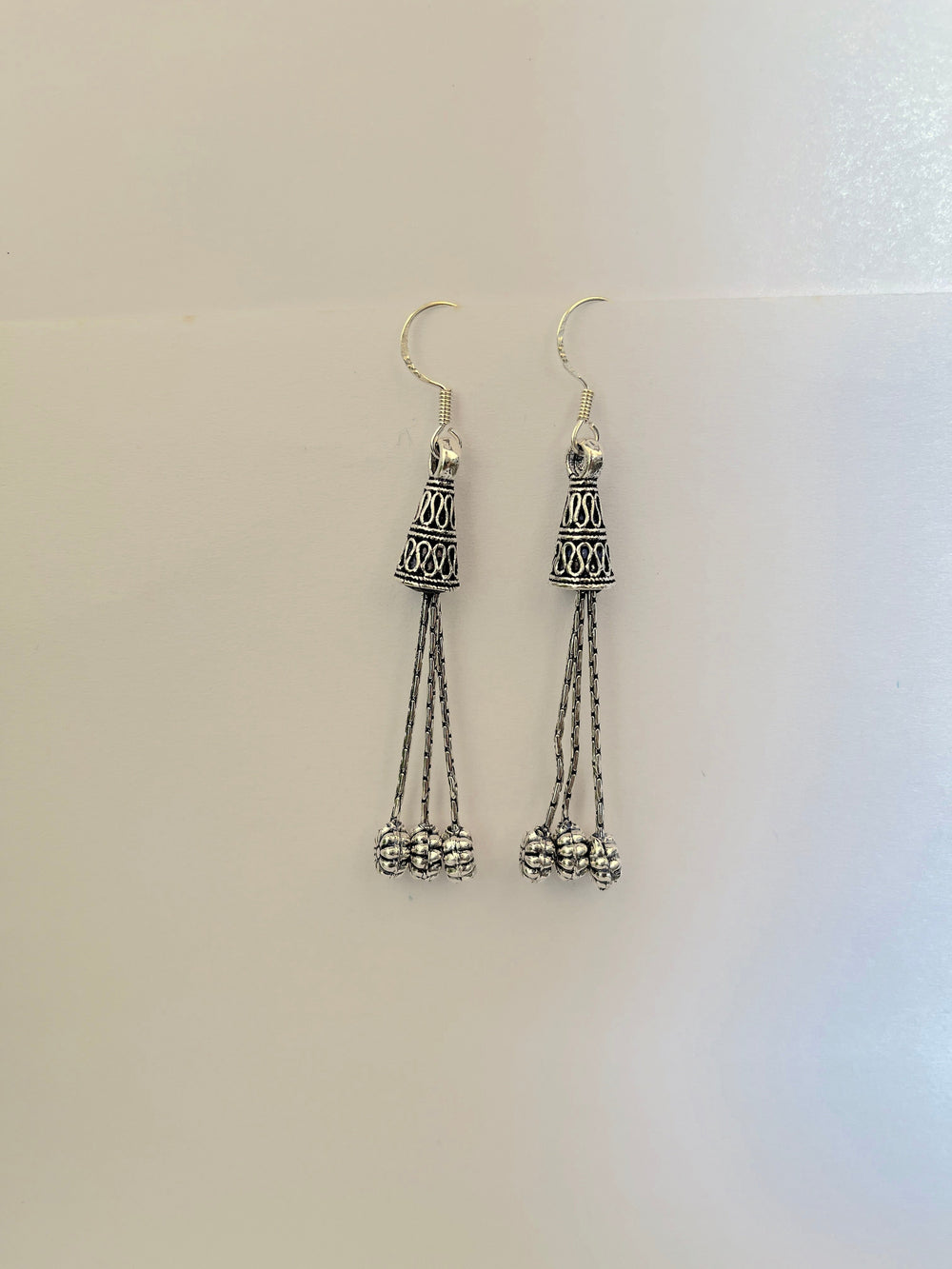 Floral Triple Layer Sterling Silver Oxidised Jhumka