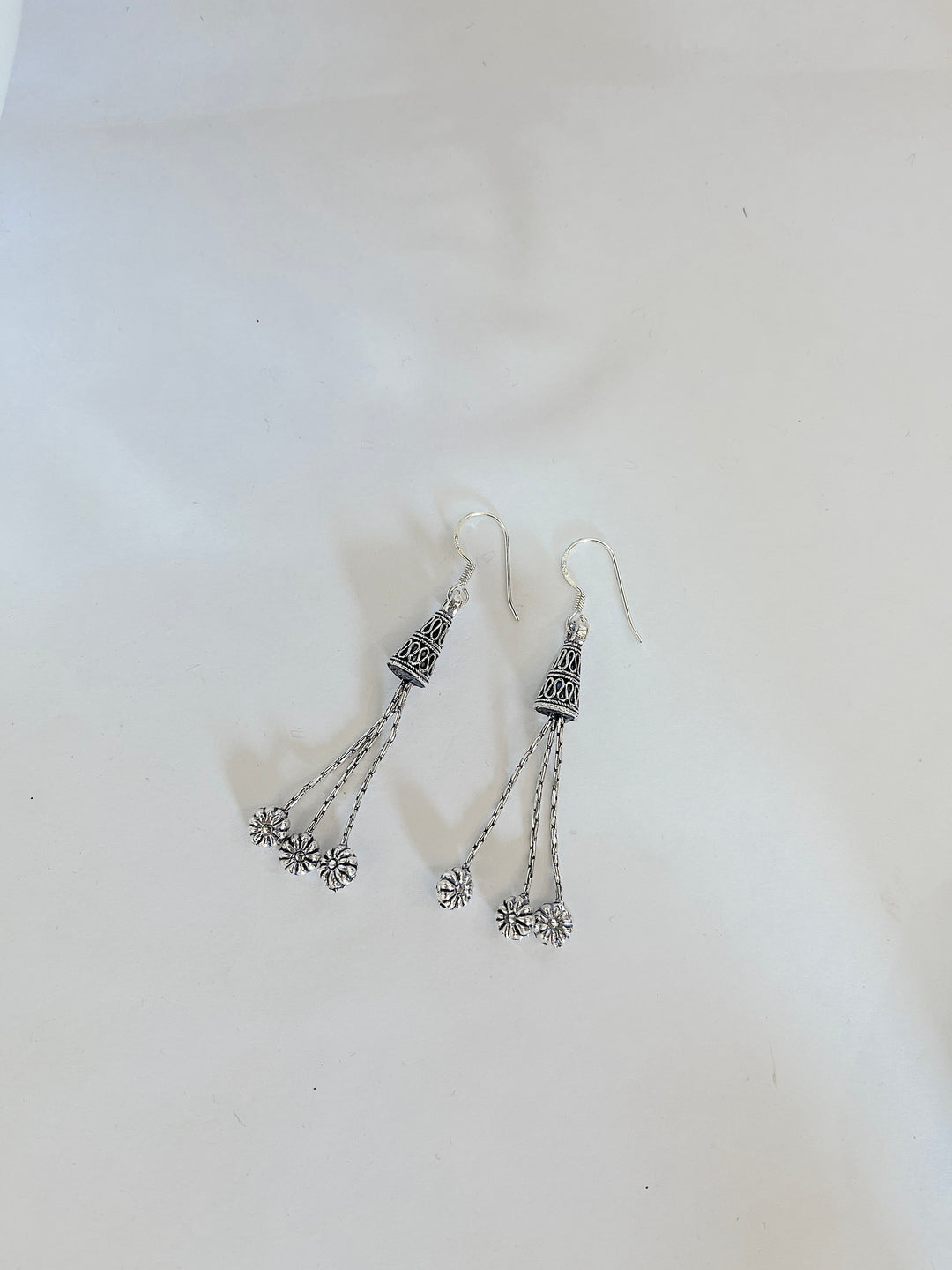 Floral Triple Layer Sterling Silver Oxidised Jhumka - Suspire