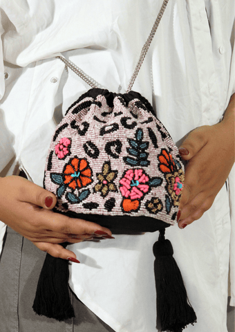 flowerbed beaded bag