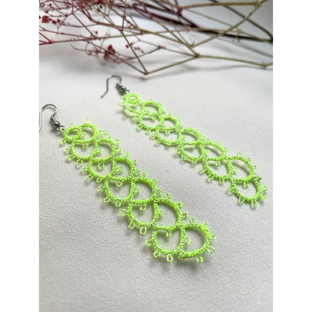 Knots To NodesFluorescent Lime Glow Earrings