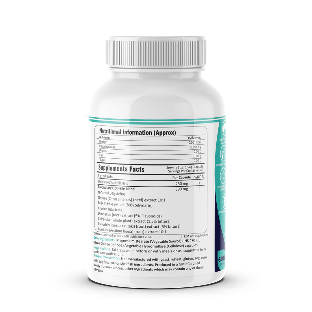 FM Nutrition Opti-Bile | Taurine bile salts with Bitter Herbs |  Liver Cleanse & Detox Supplement | Gall bladder Support I BILE SUPPORT I Fights Fatty Liver | 60 Capsules