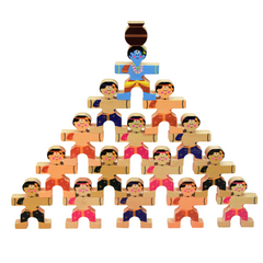 Taali Makhan Chor - Wooden Figurine Stacking Toy Set