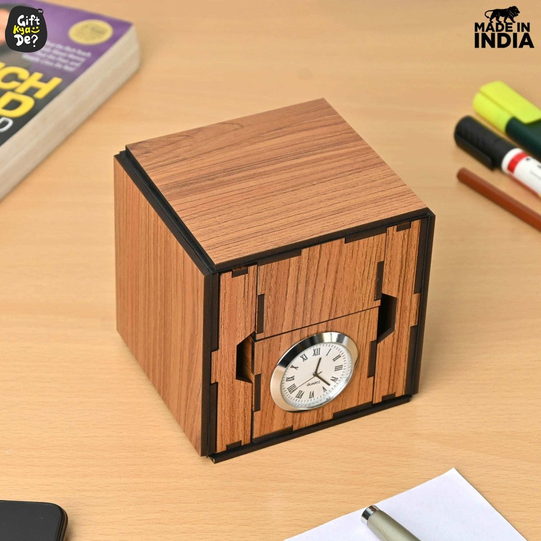 Gift Kya De Foldable All in One Office Desk Organizer With Clock, Calendar 2025 & Mobile Stand | Desk Accessories