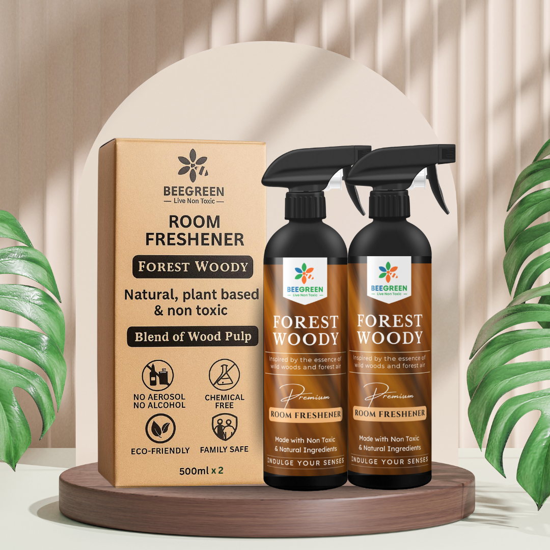 Beegreen Room Freshener Spray Forest Woody 500 ml, Wood Natural Fragrance, Eco-friendly & Biodegradable, Essential Oils, Non-Alcoholic, Kids & Pet Safe, Long Lasting For Home & Office