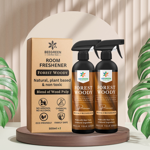 Beegreen Room Freshener Spray Forest Woody 500 ml, Wood Natural Fragrance, Eco-friendly & Biodegradable, Essential Oils, Non-Alcoholic, Kids & Pet Safe, Long Lasting For Home & Office