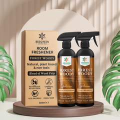 Beegreen Room Freshener Spray Forest Woody 500 ml, Wood Natural Fragrance, Eco-friendly & Biodegradable, Essential Oils, Non-Alcoholic, Kids & Pet Safe, Long Lasting For Home & Office