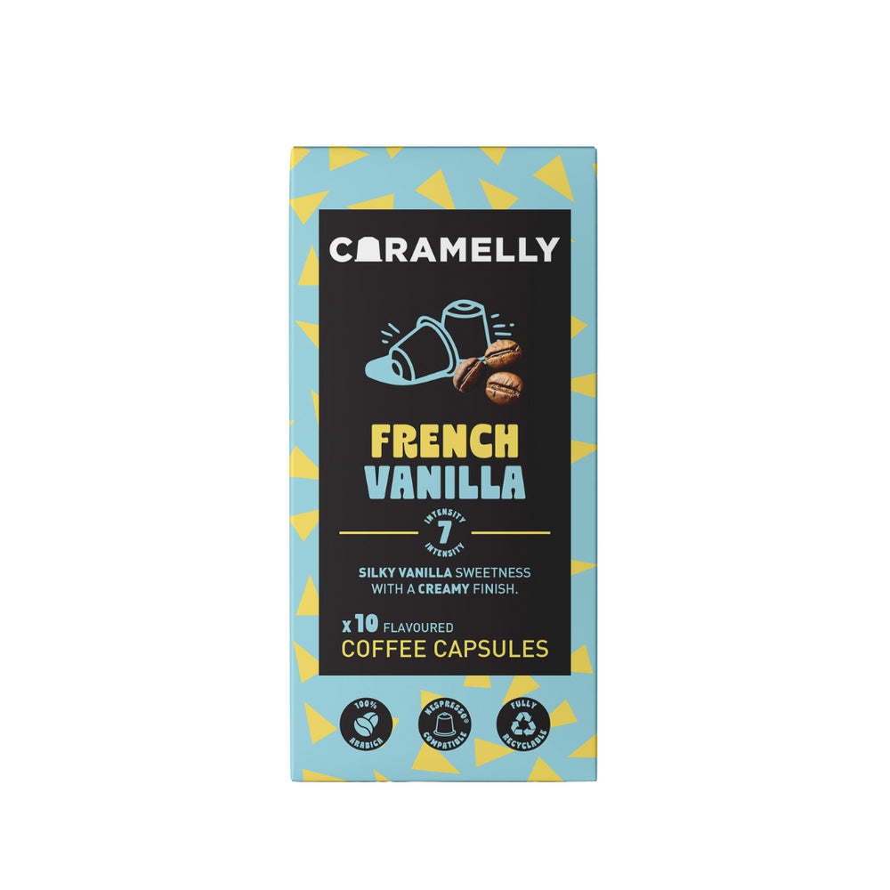 Caramelly French Vanilla Flavoured Nespresso Compatible Coffee Capsules, 10 Pods, Intensity - 8 | Nespresso Compatible Pods Coffee Pods | No Added Sugar | 100% Arabica Coffee