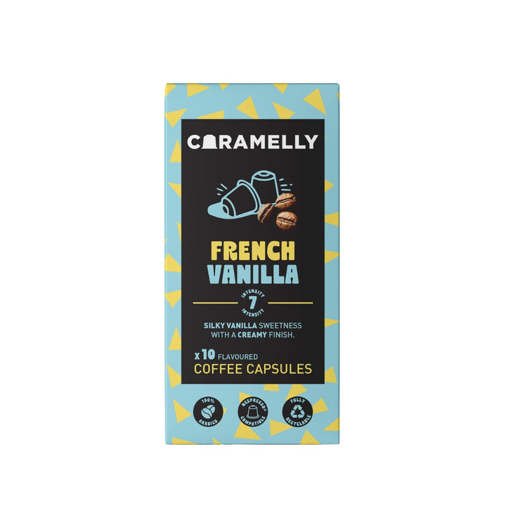 Caramelly French Vanilla Flavoured Nespresso Compatible Coffee Capsules, 10 Pods, Intensity - 8 | Nespresso Compatible Pods Coffee Pods | No Added Sugar | 100% Arabica Coffee