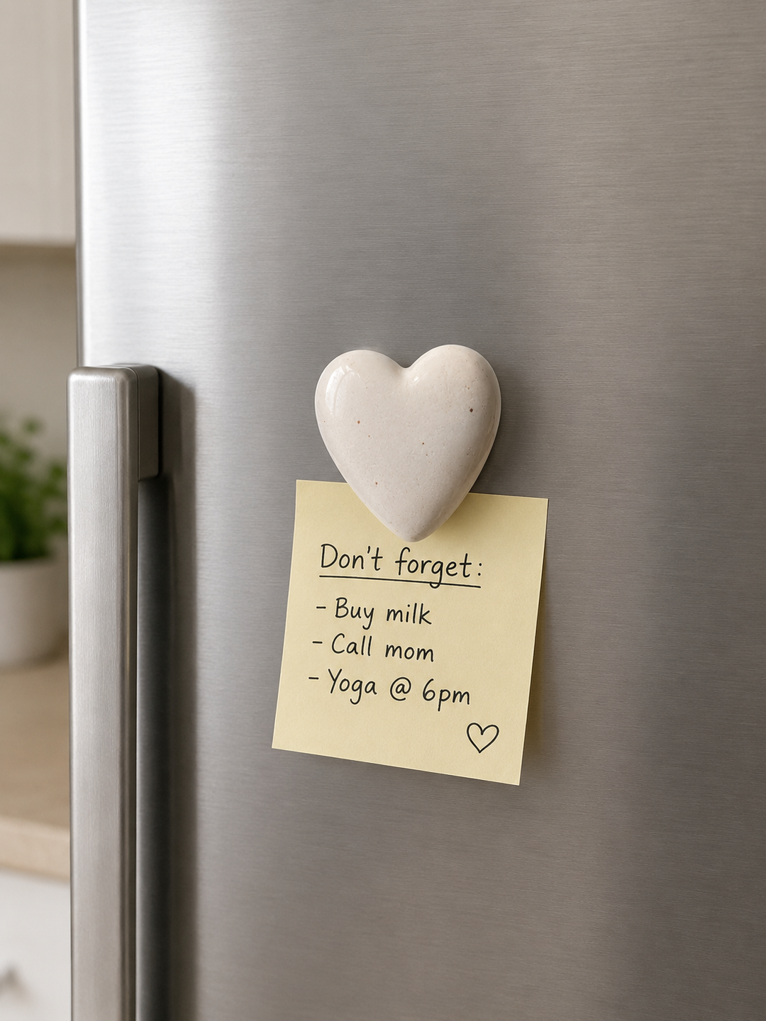 Heart White Ceramic Fridge Magnets (Set of 4) | Minimal Decorative Refrigerator Magnets | ArteCasa