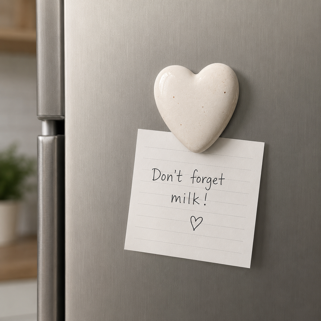 Heart White Ceramic Fridge Magnets (Set of 4) | Minimal Decorative Refrigerator Magnets | ArteCasa