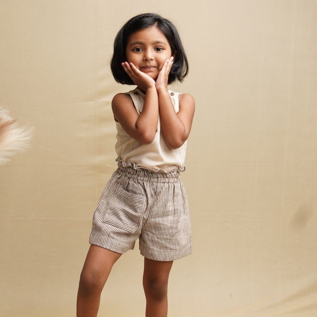 Playful Ruffle Hem Cotton Shorts for Girls