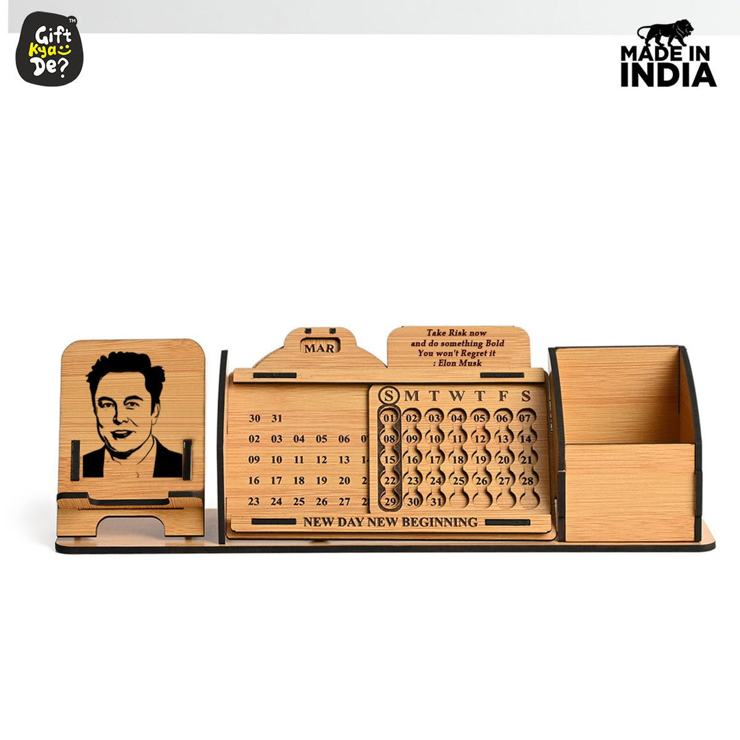 Gift Kya De Lifetime Calendar With Desk Organizer and Mobile Stand | Desk Calendar | Mobile Accessories