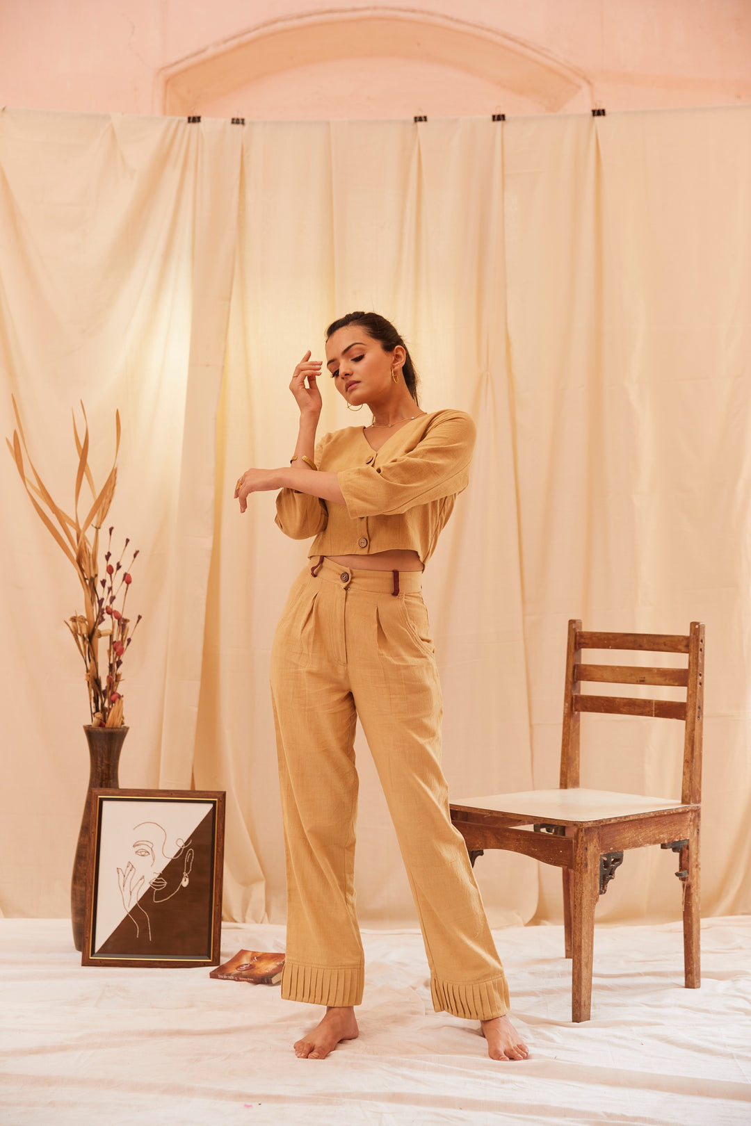 Pale Abstract Cropped Shirt