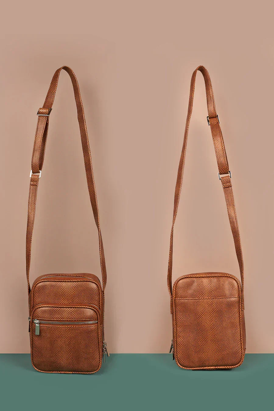 The House Of Ganges Men Letter Patch Vegan Leather Crossbody