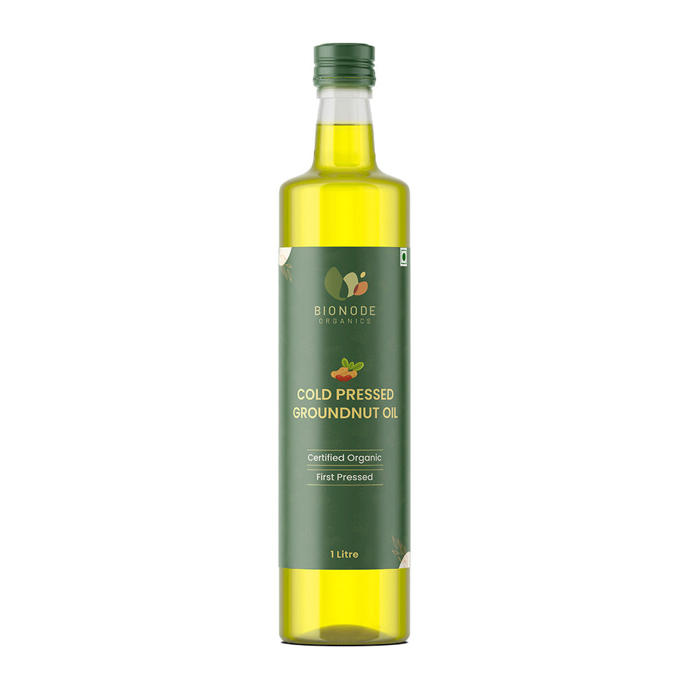 Bionode Organics Cold Pressed Groundnut Oil, Certified Organic – 1 Ltr Boosts Metabolism & Immune System, Monounsaturated Fats, Polyunsaturated Fats & Antioxidants (1liter)