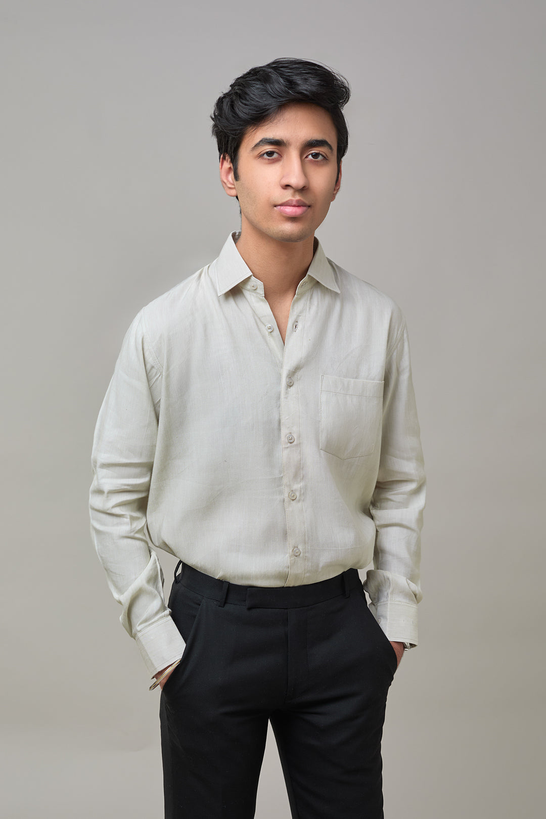 The Label Gaia Men Solid Formal Shirt | Hemp | Mint